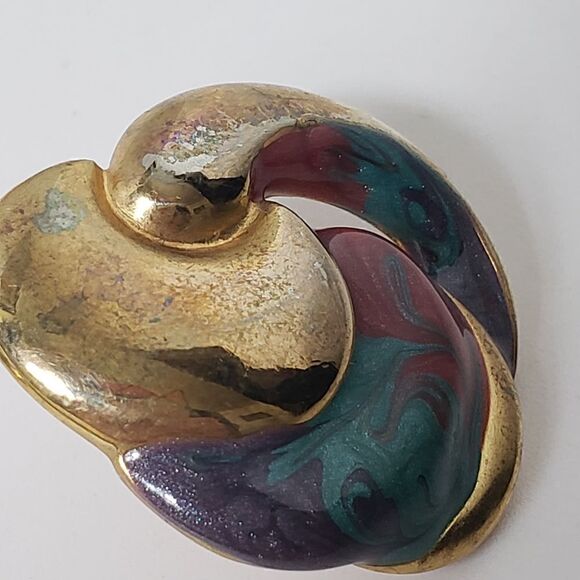 SET OF 3 Goldtone Enameled Pierced Earrings Don Lin - Picture 5 of 6